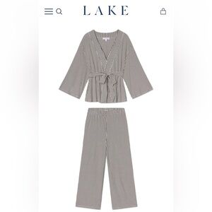 DreamModal Kimono Pajama Set in TAN Pencil Stripe